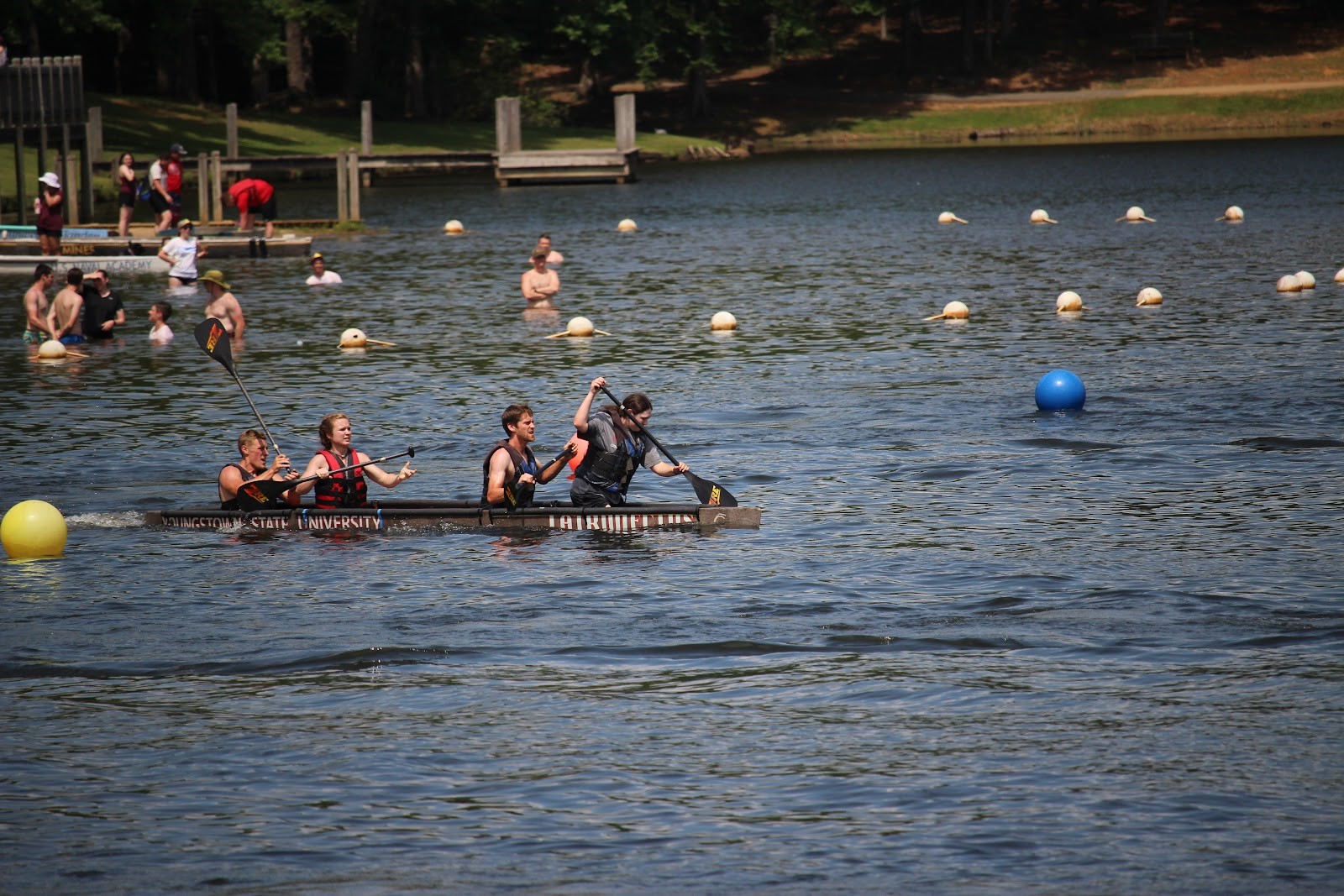2022 Concrete Canoe team members compete in the race